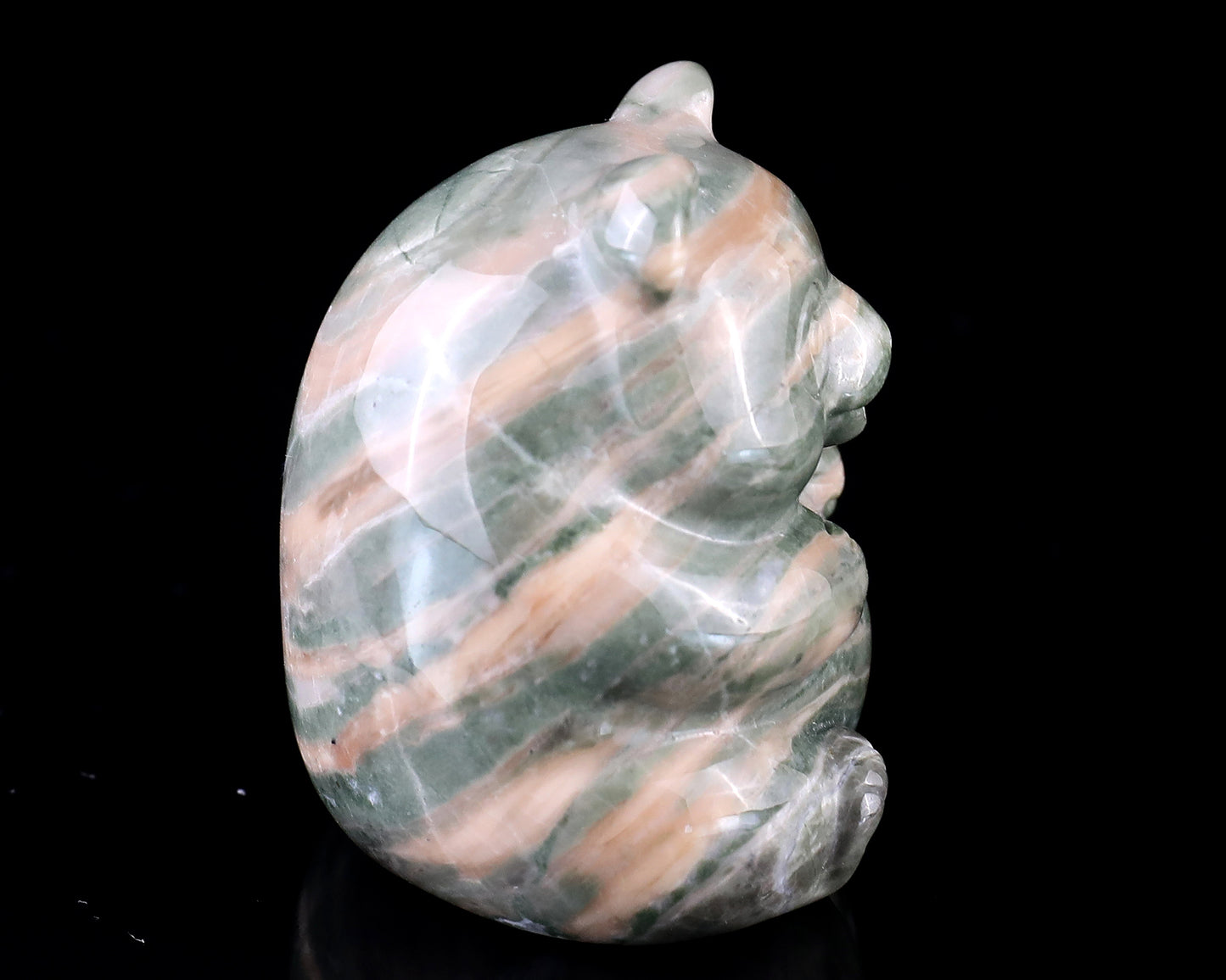 2.0" Jiulong Jade Hand Carved Crystal Panda Sculpture Crystallumi