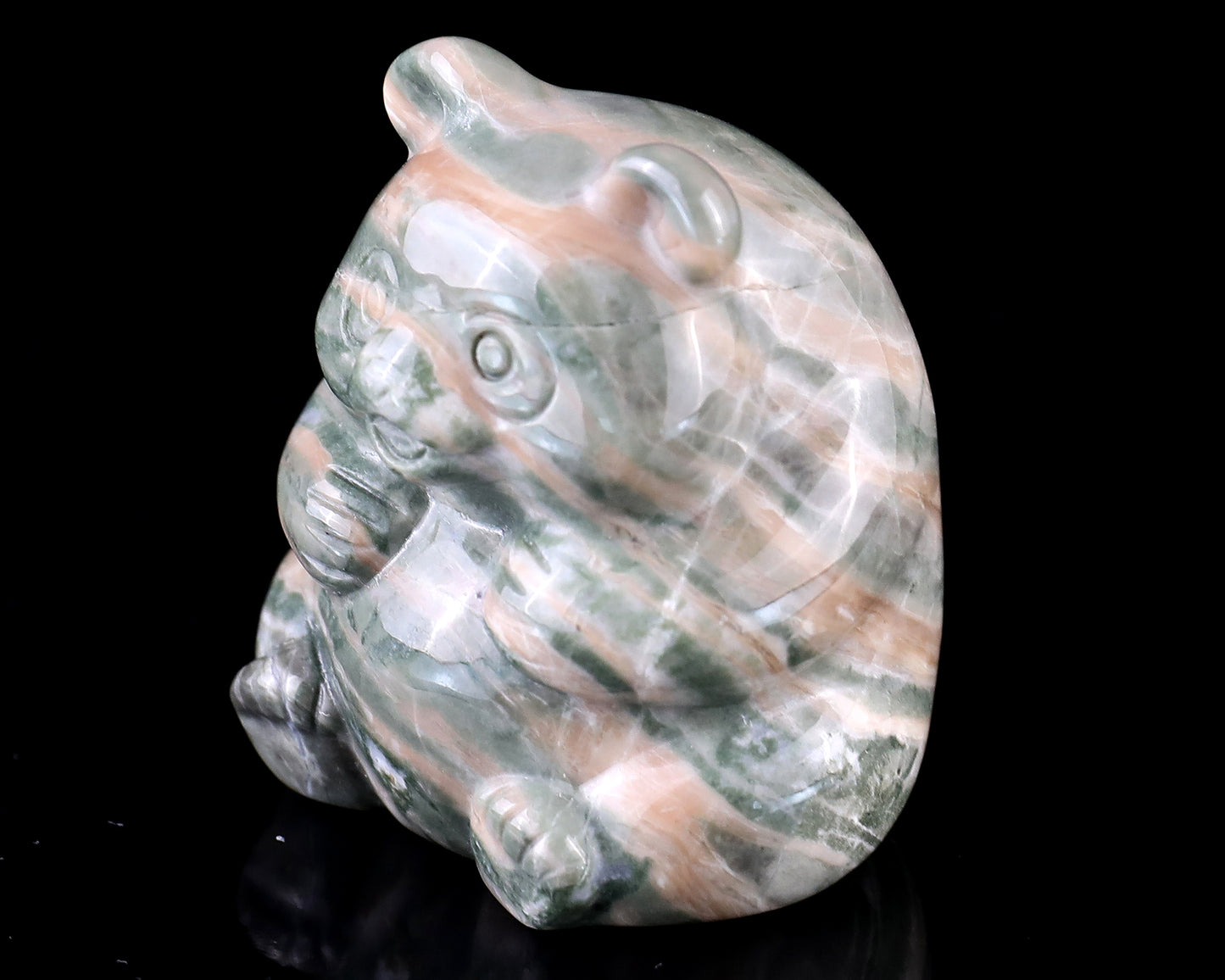 2.0" Jiulong Jade Hand Carved Crystal Panda Sculpture Crystallumi