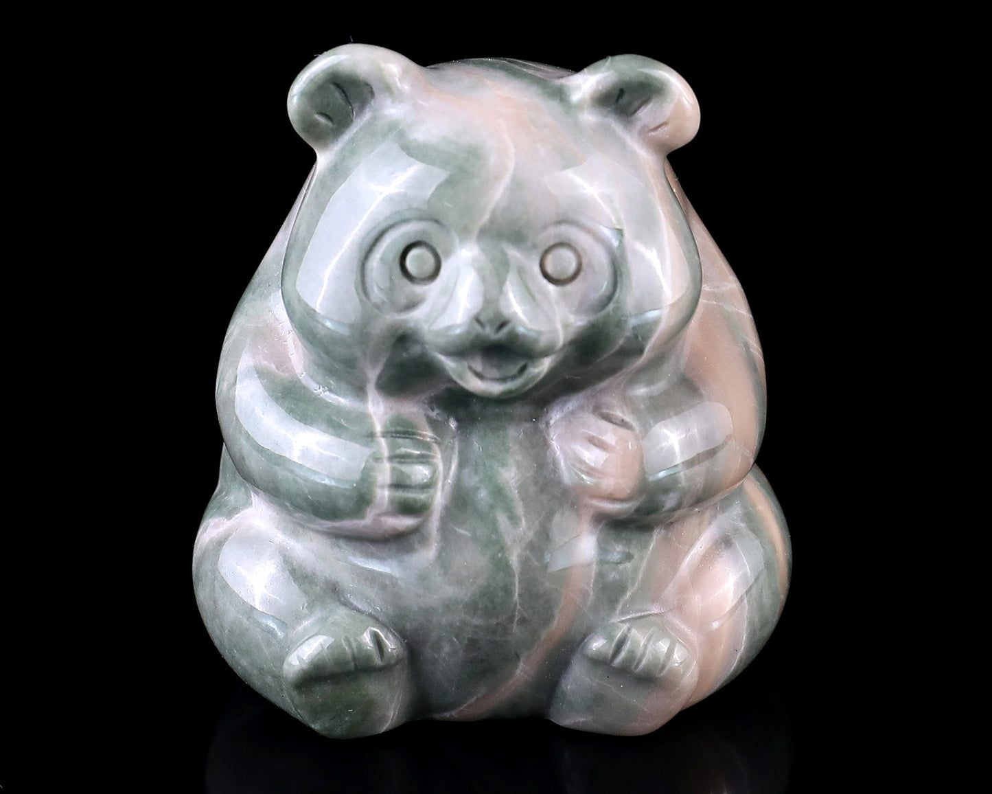 2.0" Jiulong Jade Hand Carved Crystal Panda Sculpture Crystallumi