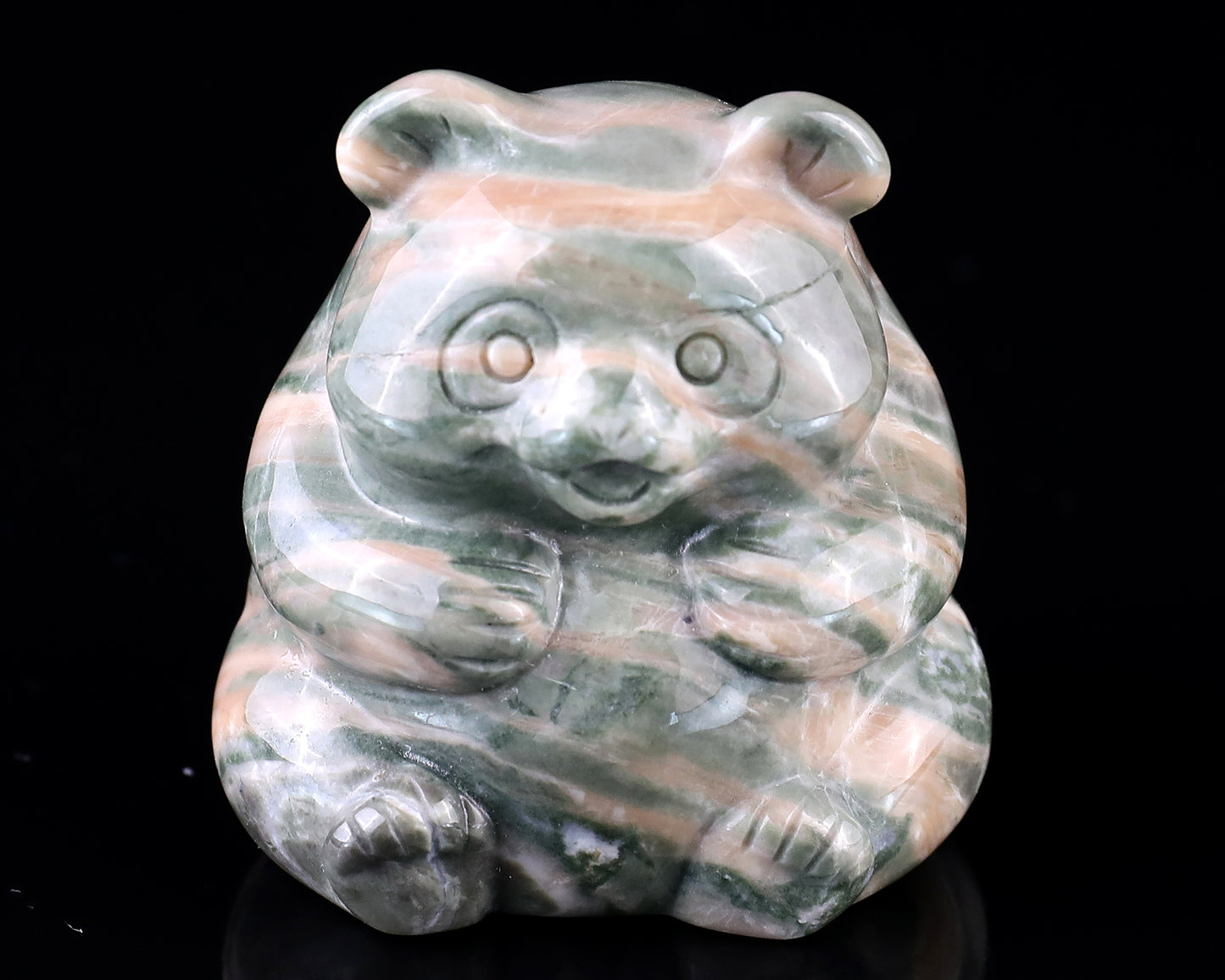 2.0" Jiulong Jade Hand Carved Crystal Panda Sculpture Crystallumi