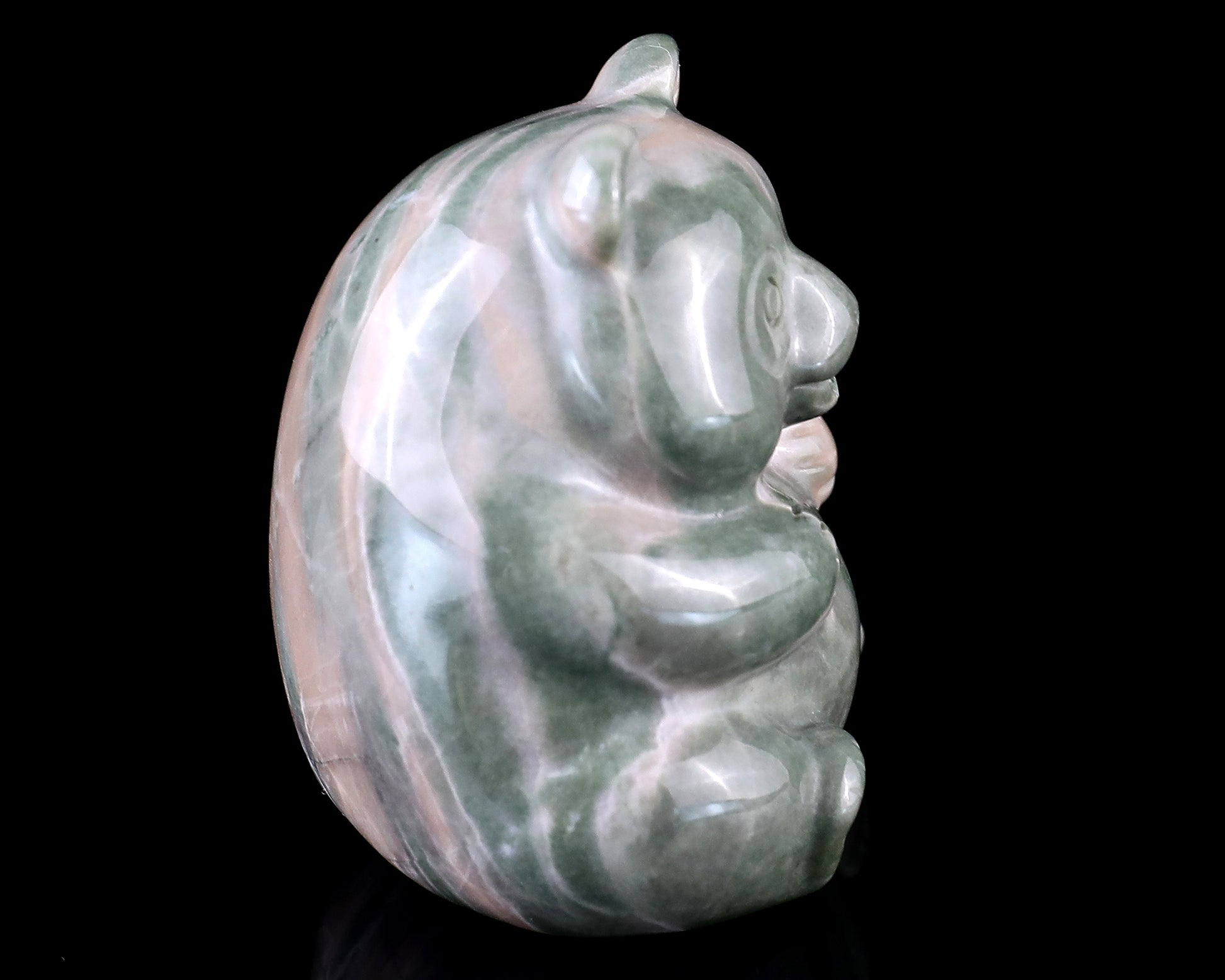 2.0" Jiulong Jade Hand Carved Crystal Panda Sculpture Crystallumi