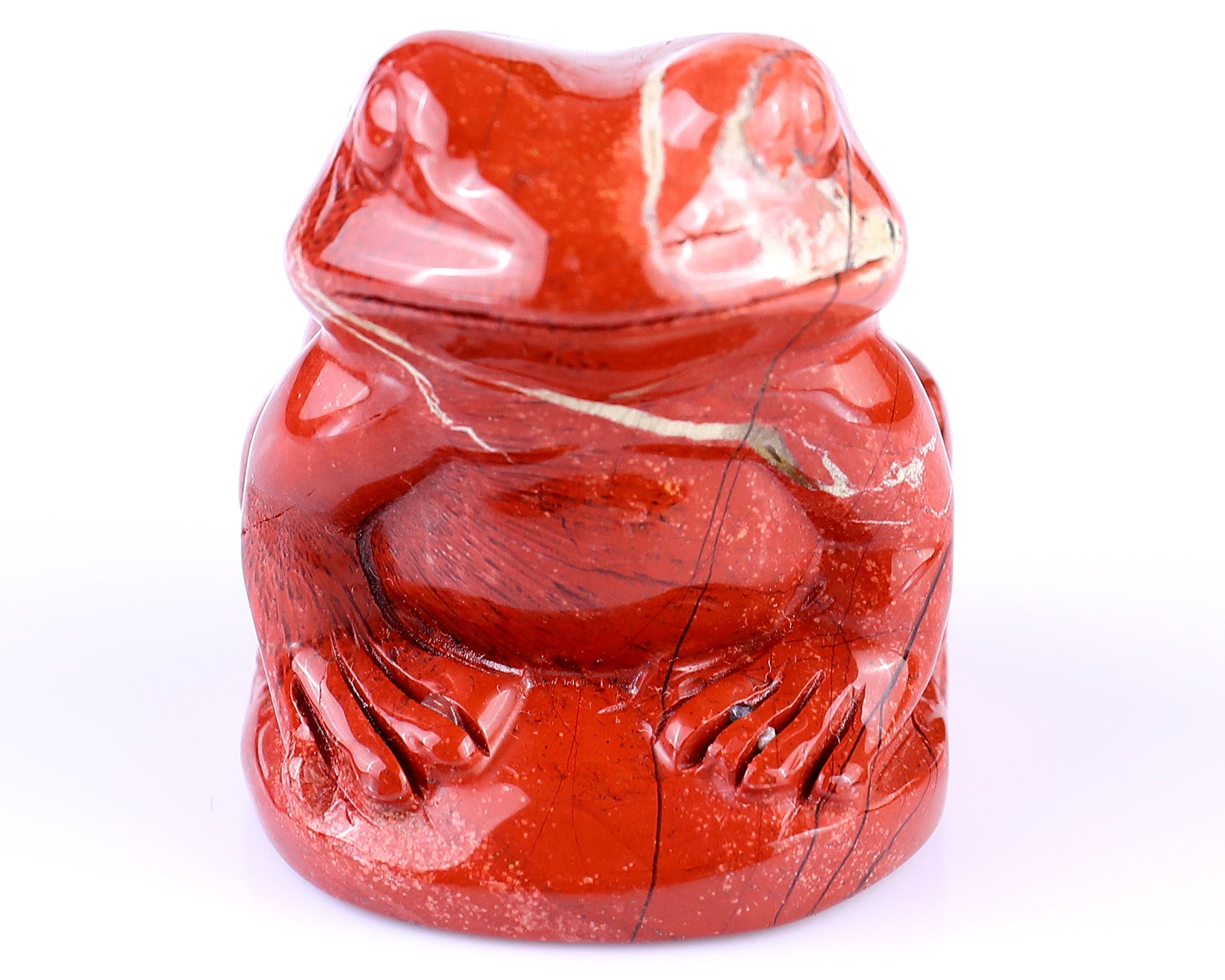 2.0" Red Jasper Hand Carved Crystal Frog Sculpture Crystallumi