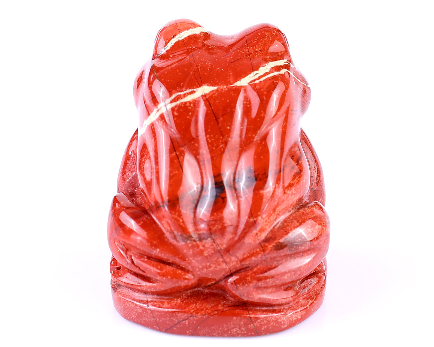 2.0" Red Jasper Hand Carved Crystal Frog Sculpture Crystallumi