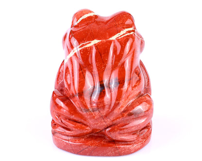 2.0" Red Jasper Hand Carved Crystal Frog Sculpture Crystallumi