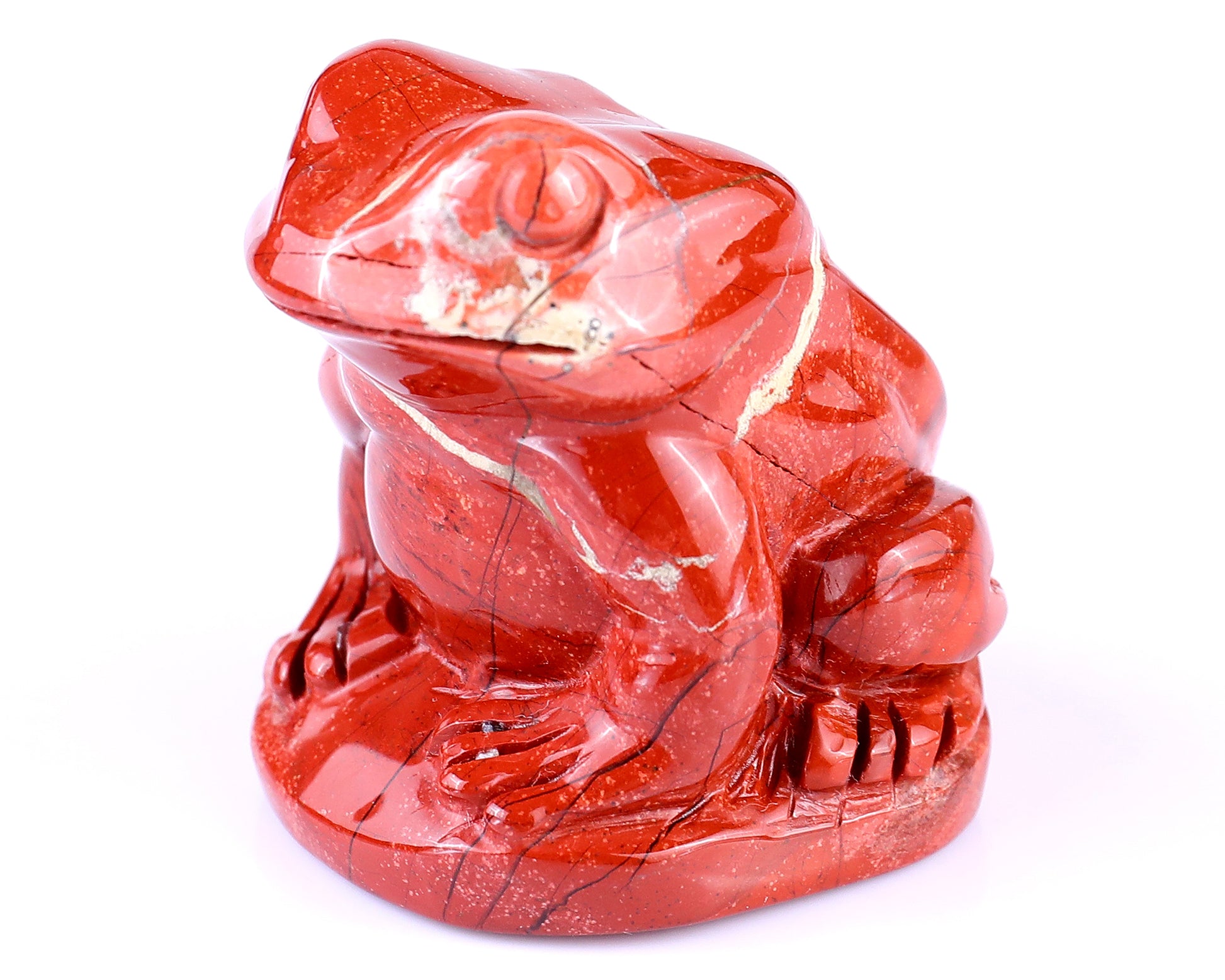 2.0" Red Jasper Hand Carved Crystal Frog Sculpture Crystallumi