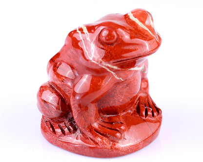 2.0" Red Jasper Hand Carved Crystal Frog Sculpture Crystallumi