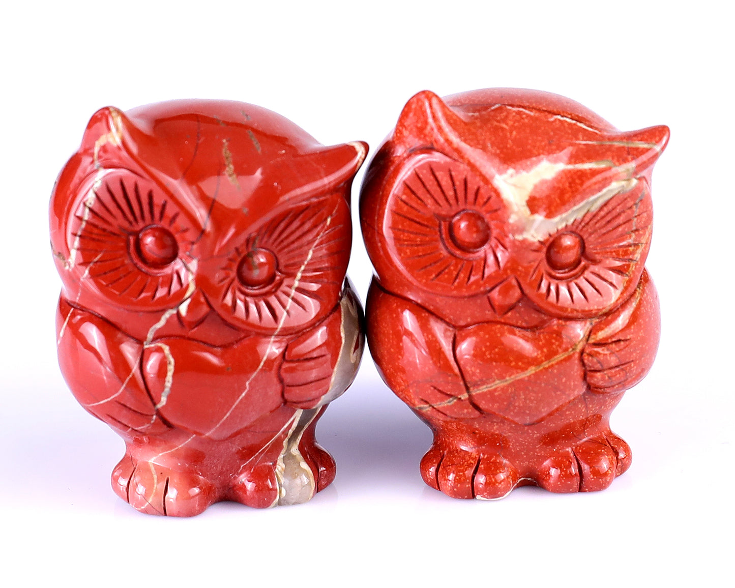 2.0" Red Jasper Hand Carved Crystal Owl Sculpture Crystallumi