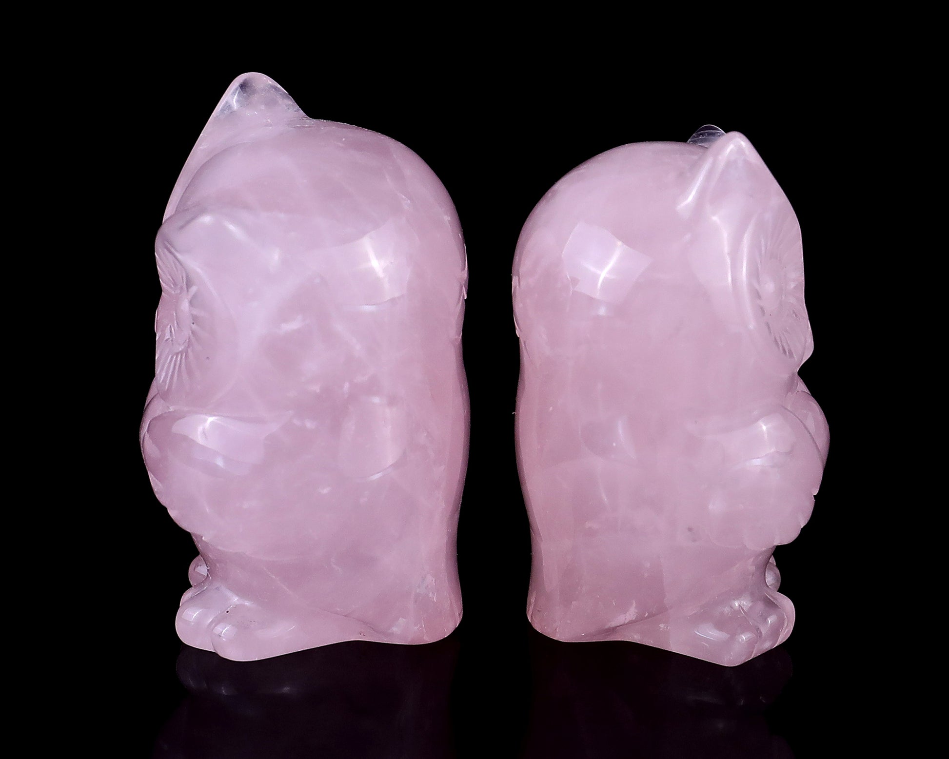 2.0" Rose Quartz Hand Carved Crystal Owl Sculpture Crystallumi