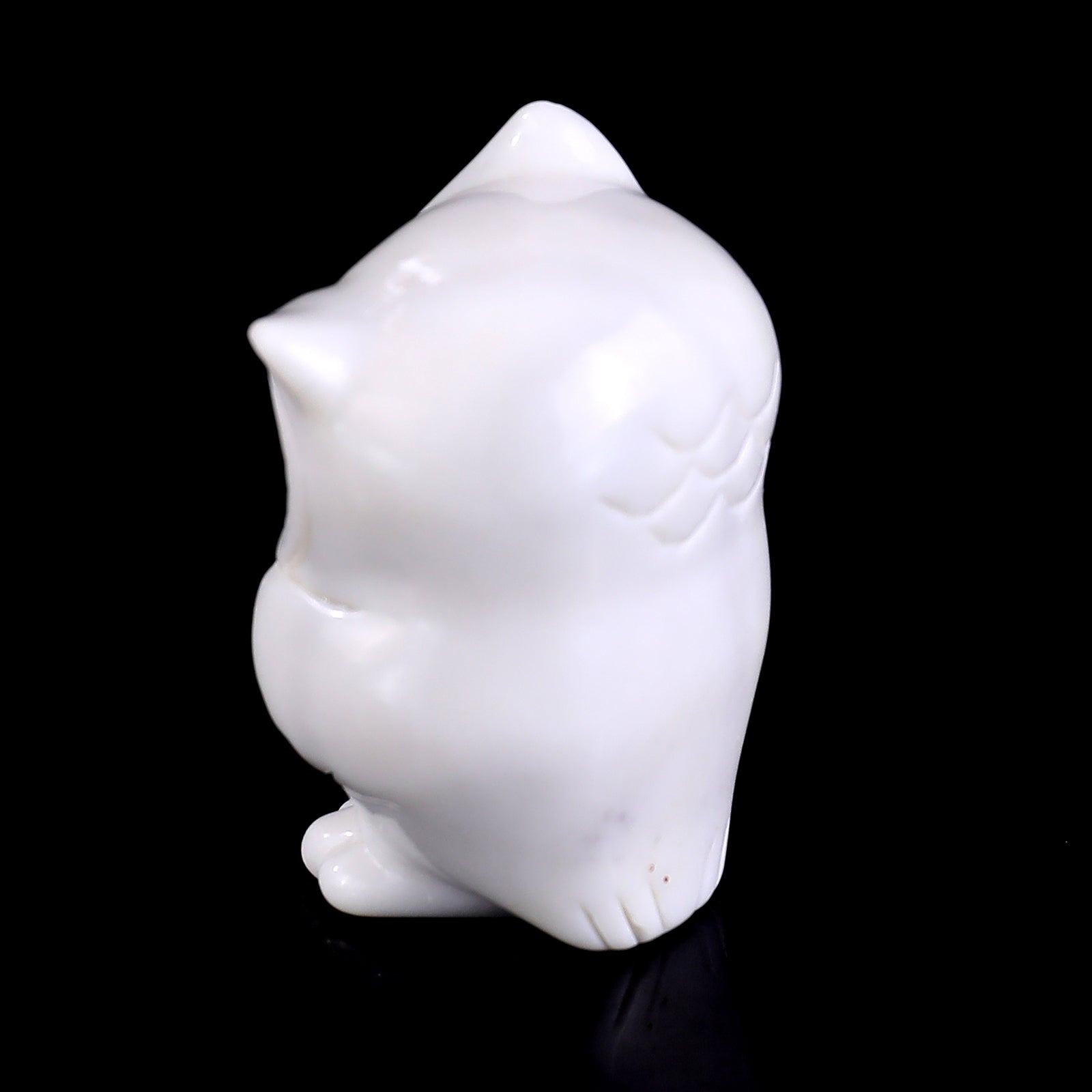 2.0" White Jade Hand Carved Crystal Owl Sculpture Crystallumi