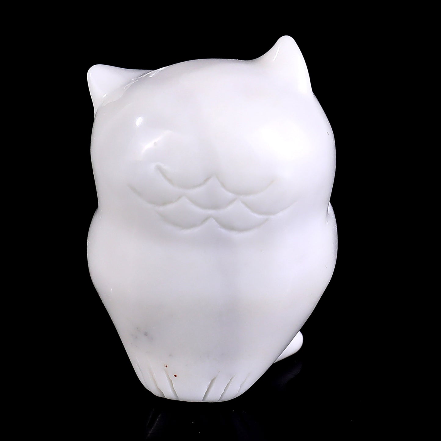 2.0" White Jade Hand Carved Crystal Owl Sculpture Crystallumi