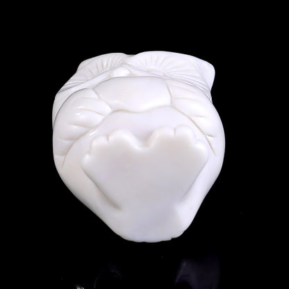 2.0" White Jade Hand Carved Crystal Owl Sculpture Crystallumi