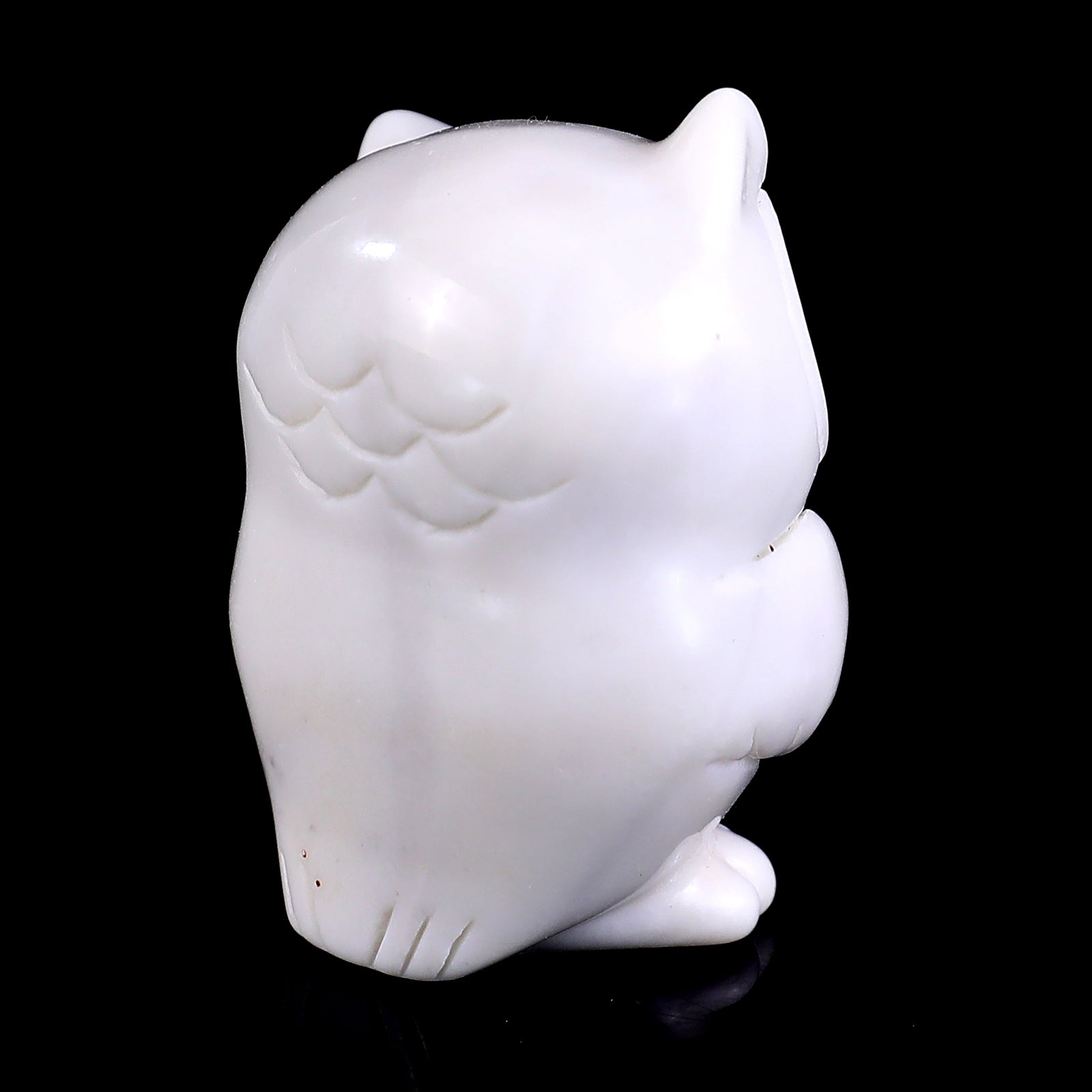 2.0" White Jade Hand Carved Crystal Owl Sculpture Crystallumi