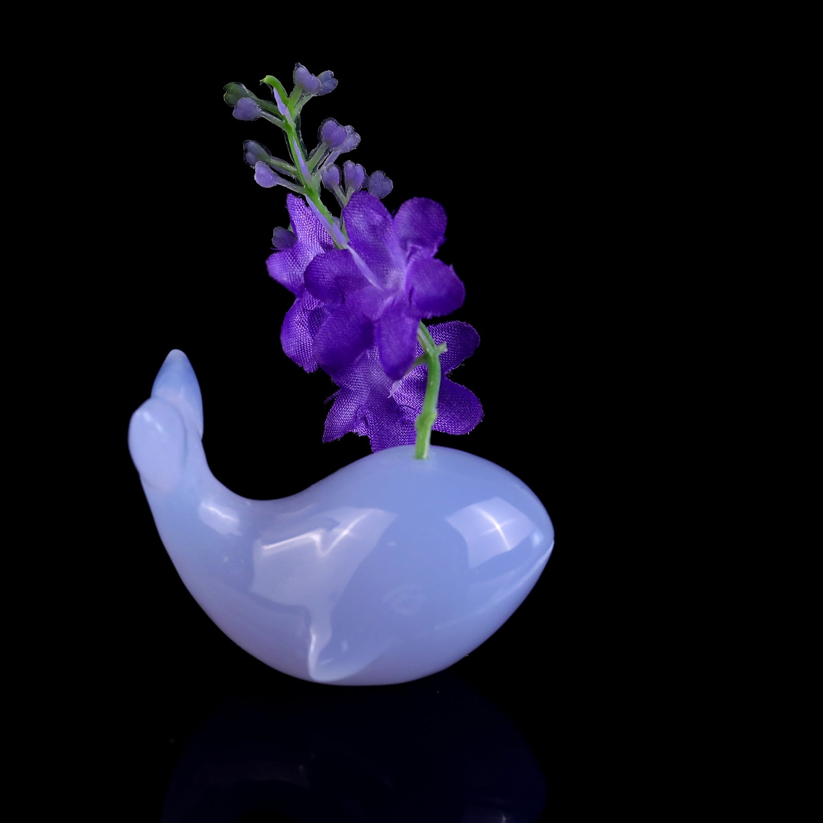 2.1" Natural Gemstone Hand Carved Crystal Whale Vase,Incense Holder Sculpture Crystallumi