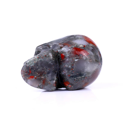 2.2" African Blood Stone Hand Carved Crystal Realistic Skull Sculpture Crystallumi