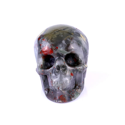 2.2" African Blood Stone Hand Carved Crystal Realistic Skull Sculpture Crystallumi