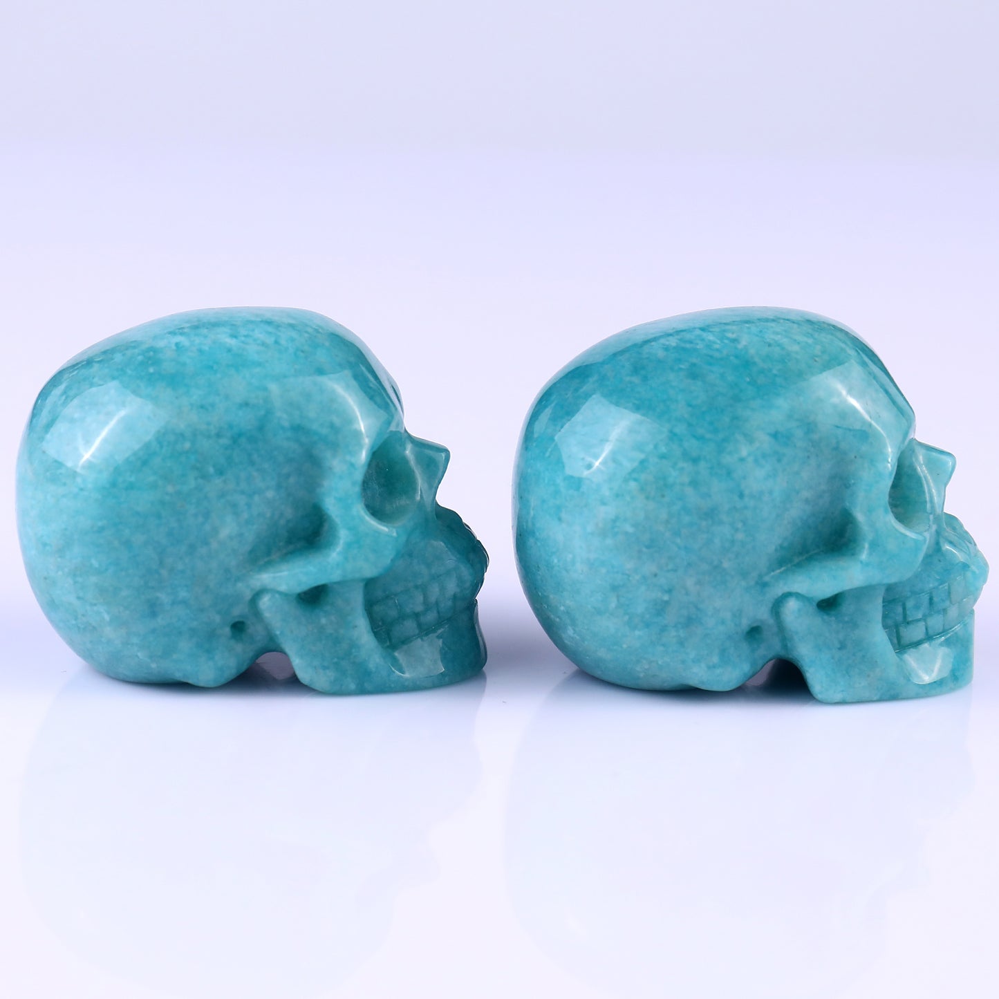 2.2" Amazonite Hand Carved Crystal Realistic Skull Sculpture Crystallumi