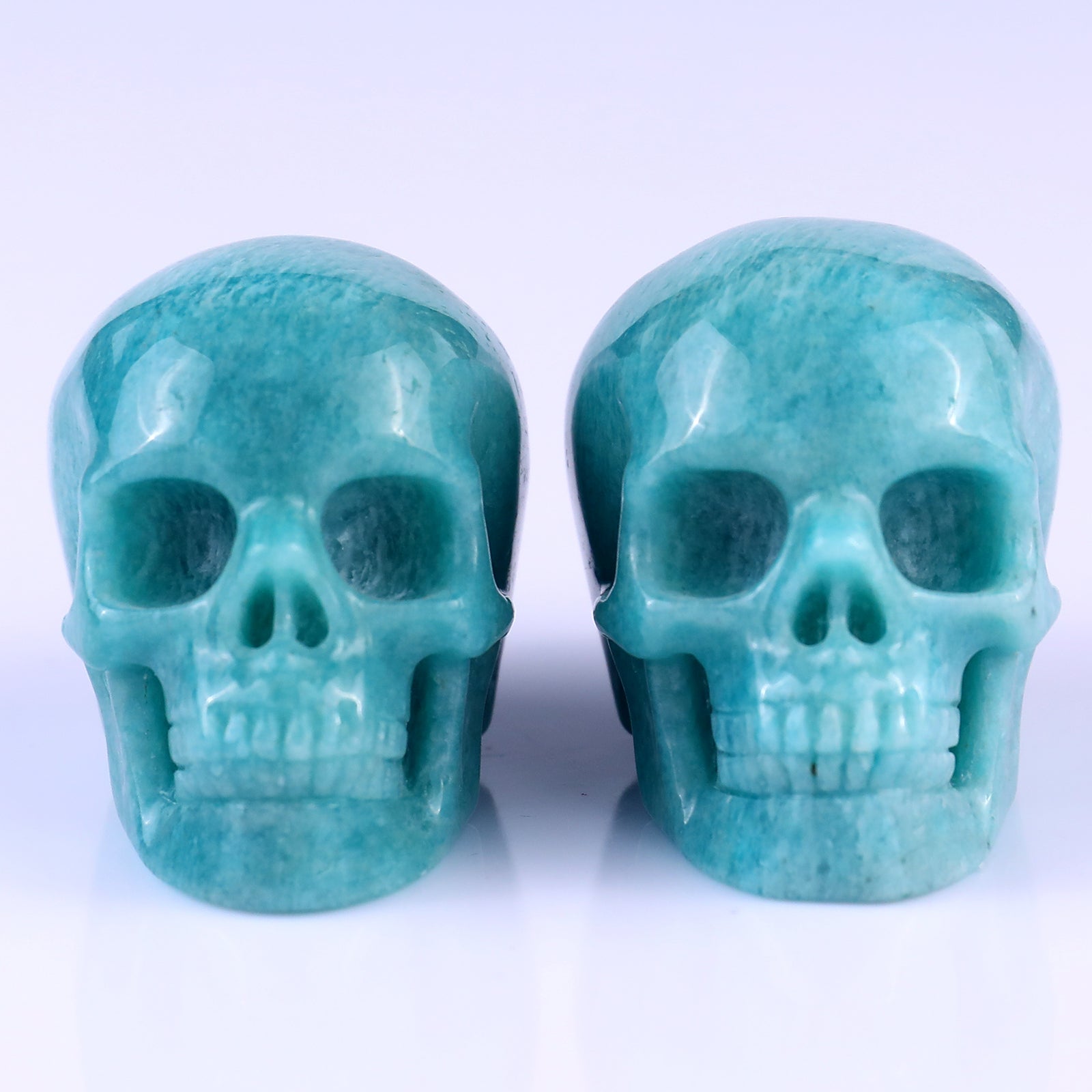 2.2" Amazonite Hand Carved Crystal Realistic Skull Sculpture Crystallumi