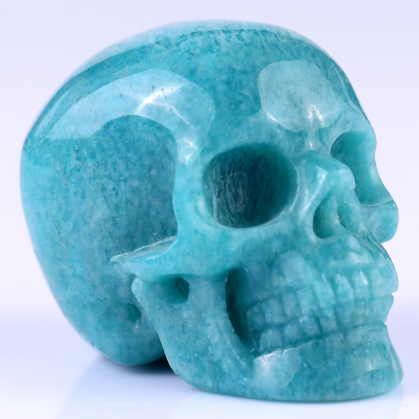 2.2" Amazonite Hand Carved Crystal Realistic Skull Sculpture Crystallumi