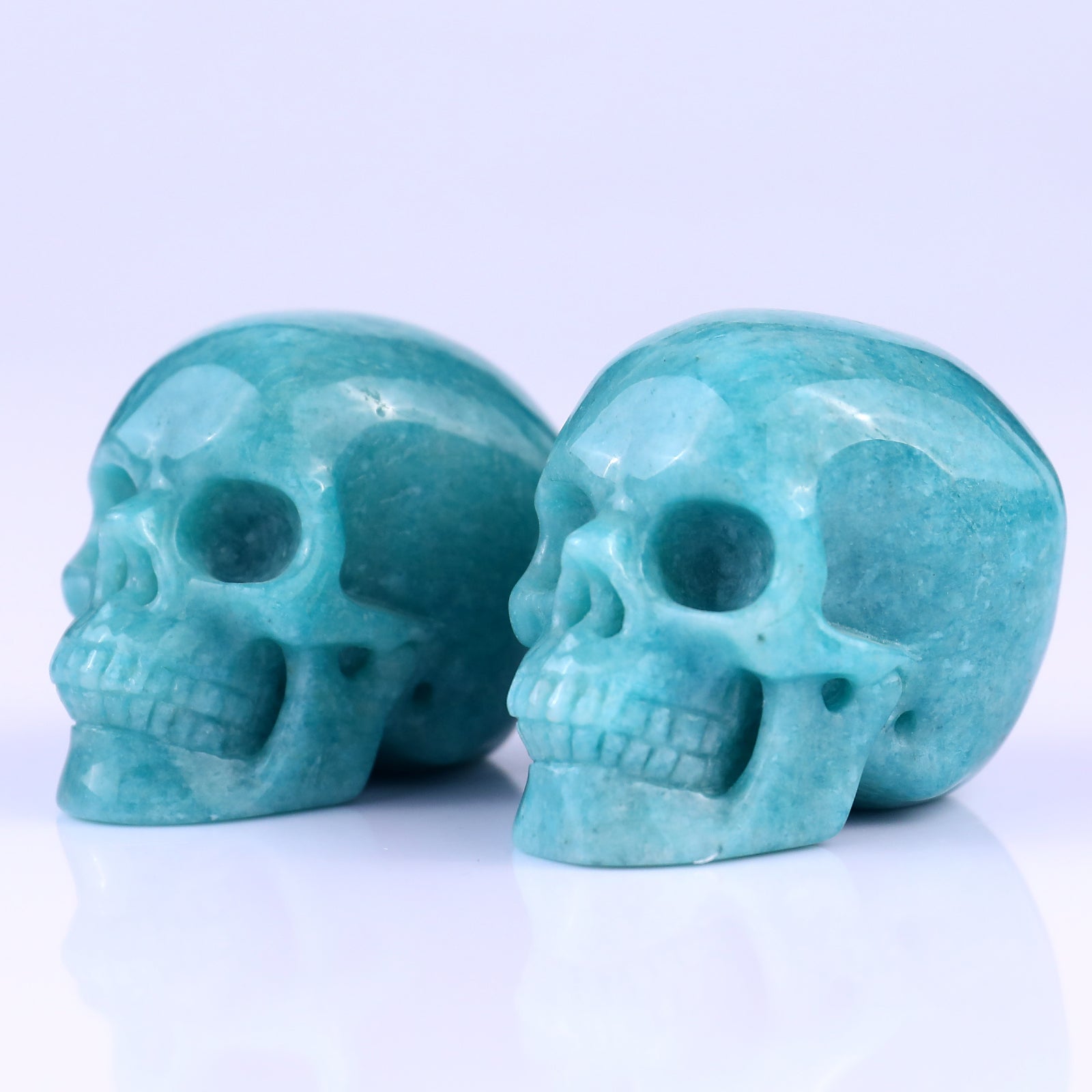 2.2" Amazonite Hand Carved Crystal Realistic Skull Sculpture Crystallumi