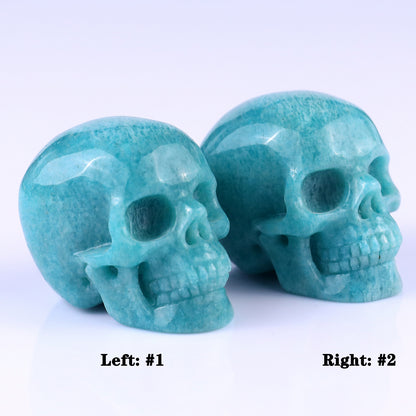 2.2" Amazonite Hand Carved Crystal Realistic Skull Sculpture Crystallumi