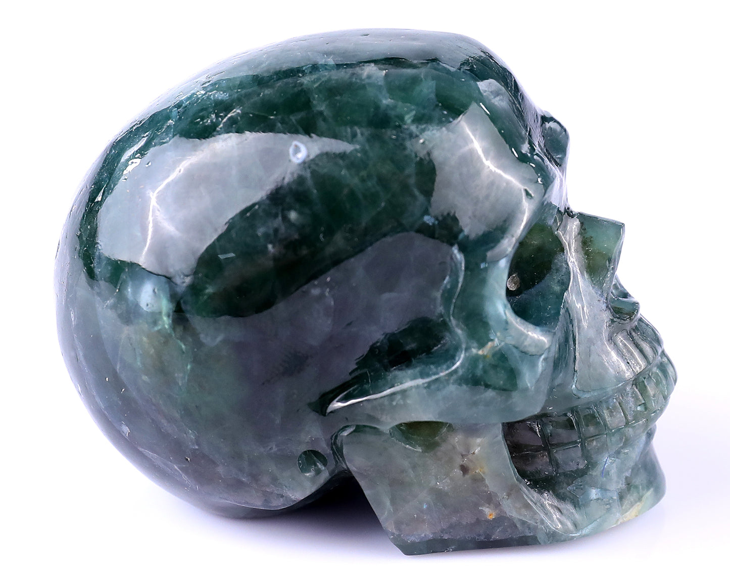 2.2" Blue Apatite Hand Carved Crystal Realistic Skull Sculpture Crystallumi