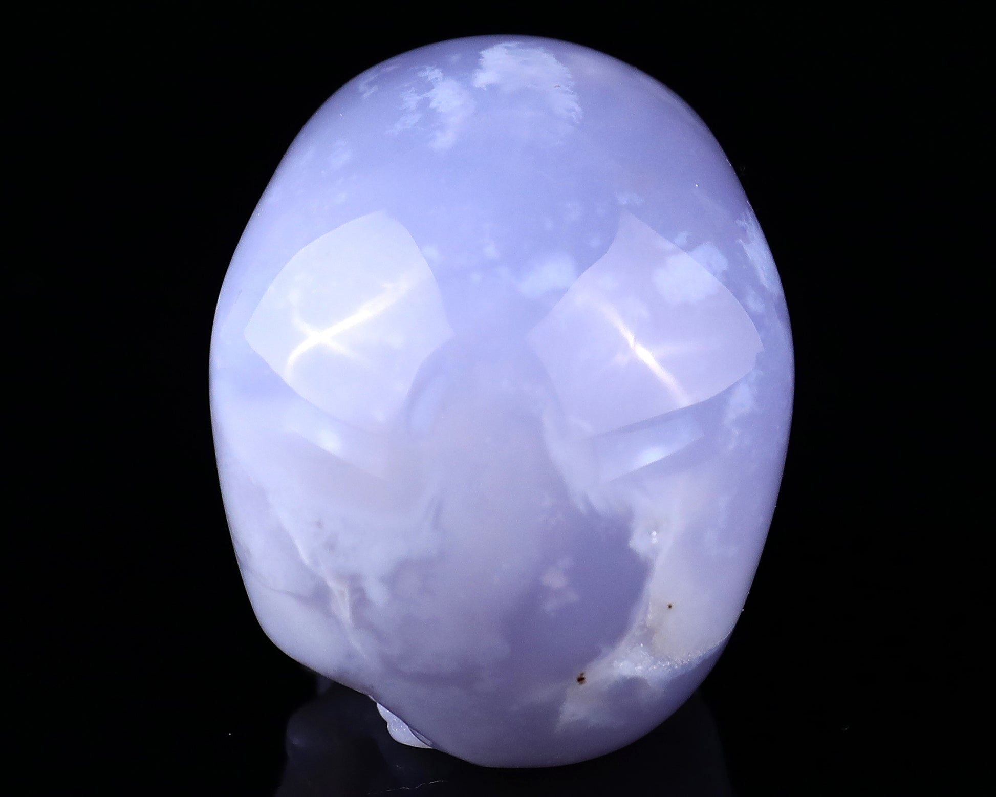 2.2" Blue Chalcedony Hand Carved Crystal Realistic Skull Sculpture Crystallumi