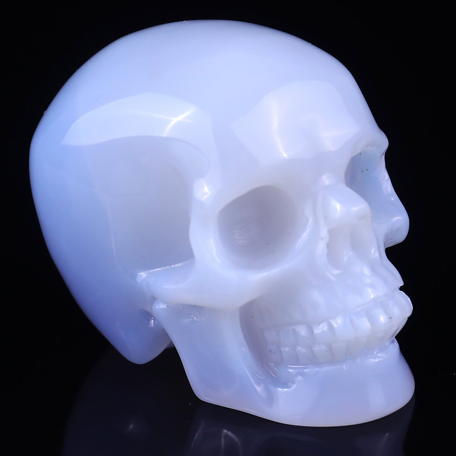 2.2" Blue Chalcedony Hand Carved Crystal Realistic Skull Sculpture Crystallumi