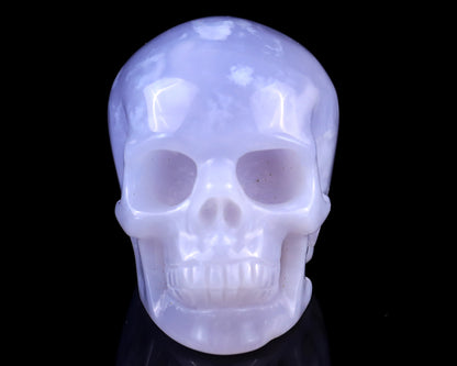 2.2" Blue Chalcedony Hand Carved Crystal Realistic Skull Sculpture Crystallumi