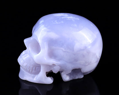 2.2" Blue Chalcedony Hand Carved Crystal Realistic Skull Sculpture Crystallumi