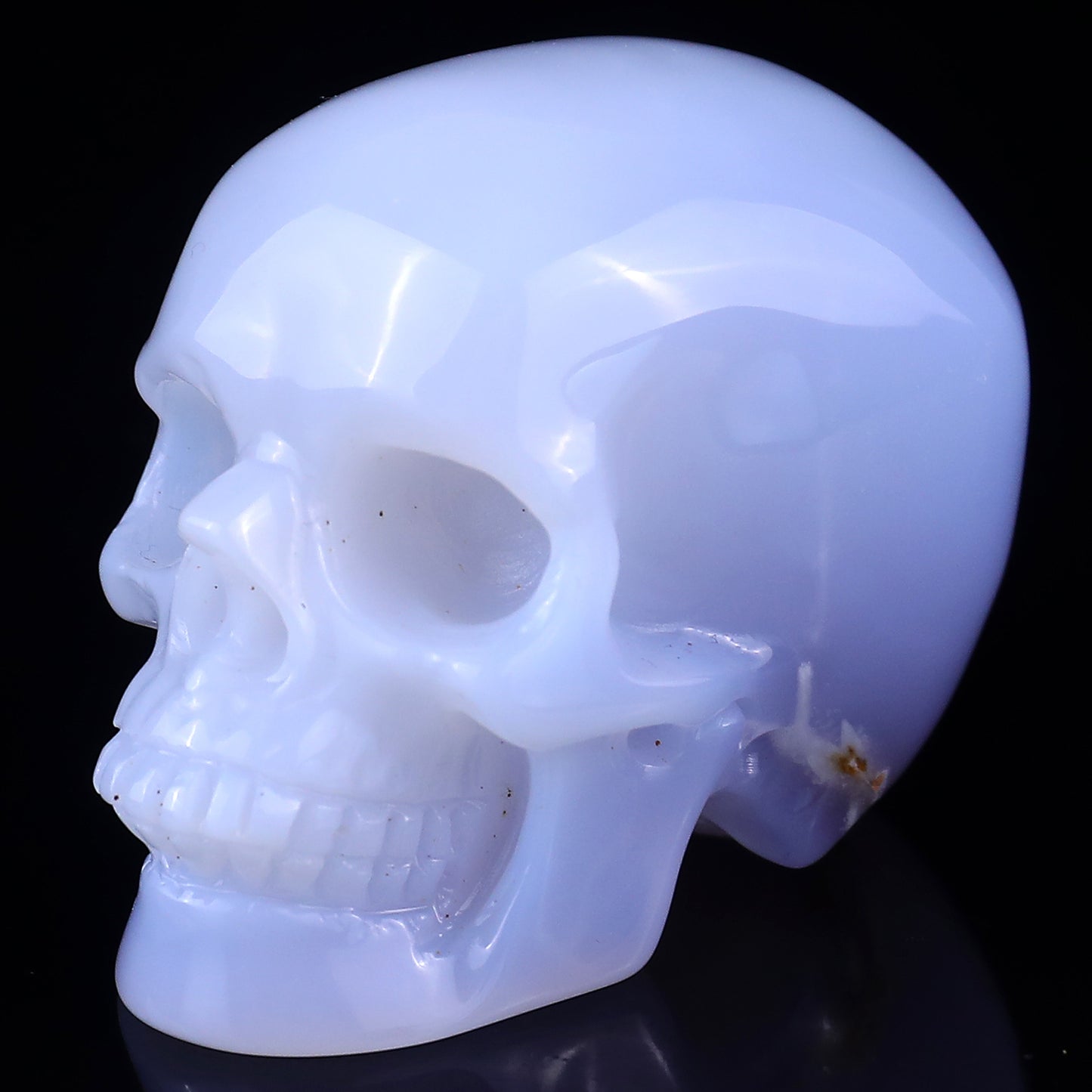 2.2" Blue Chalcedony Hand Carved Crystal Realistic Skull Sculpture Crystallumi