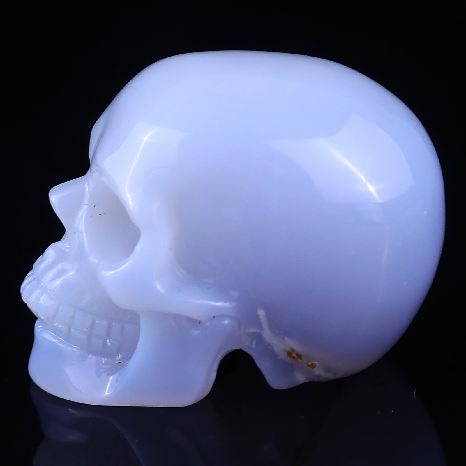 2.2" Blue Chalcedony Hand Carved Crystal Realistic Skull Sculpture Crystallumi