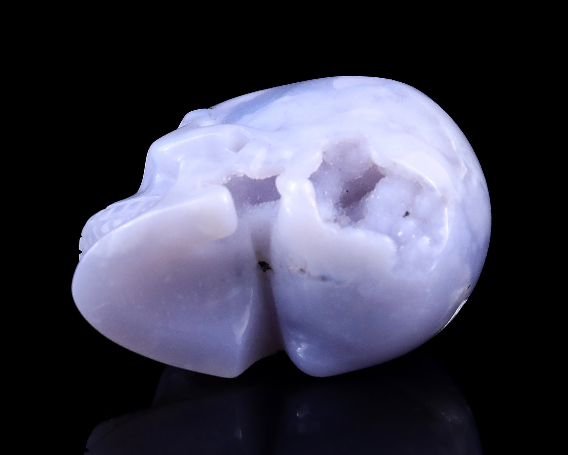 2.2" Blue Chalcedony Hand Carved Crystal Realistic Skull Sculpture Crystallumi