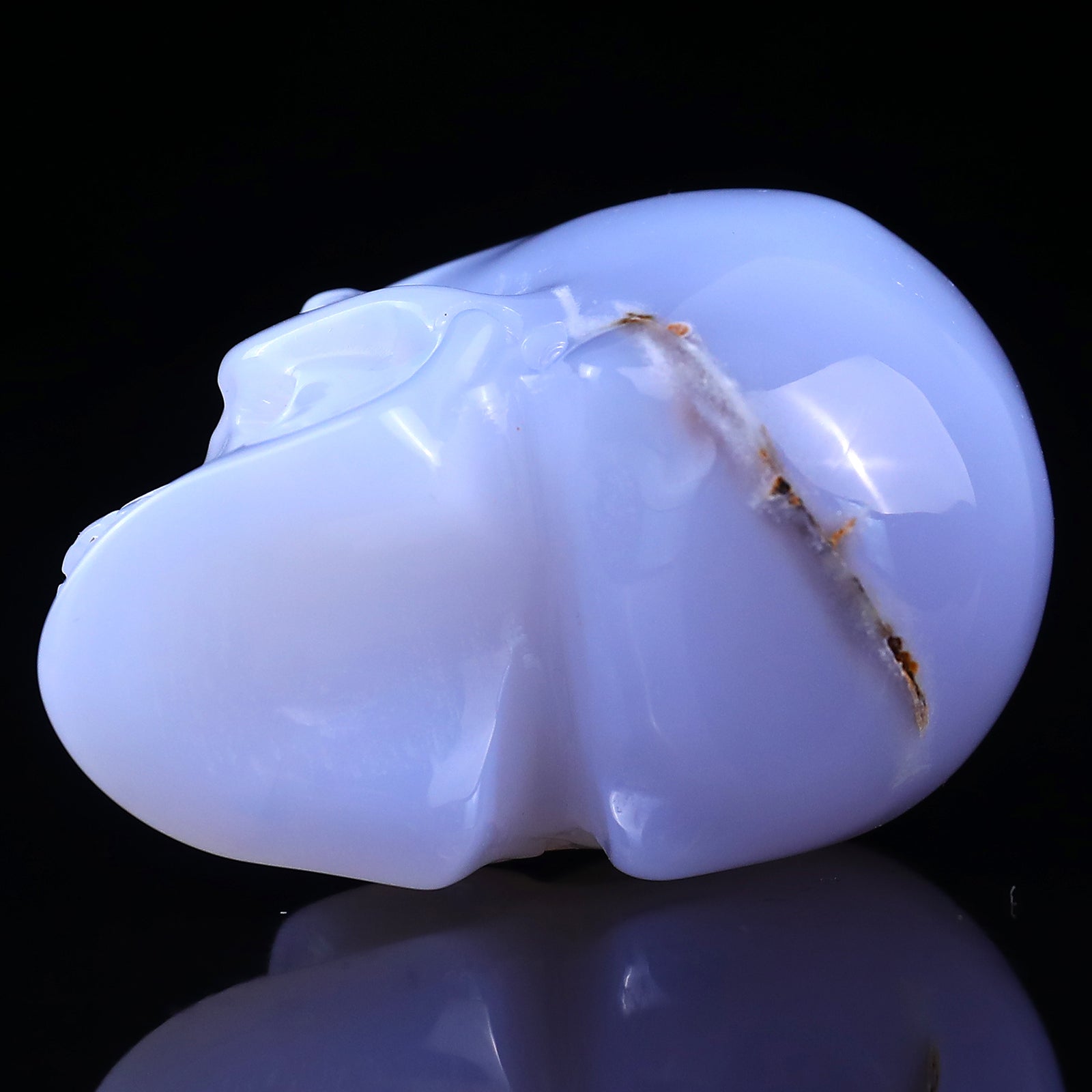 2.2" Blue Chalcedony Hand Carved Crystal Realistic Skull Sculpture Crystallumi