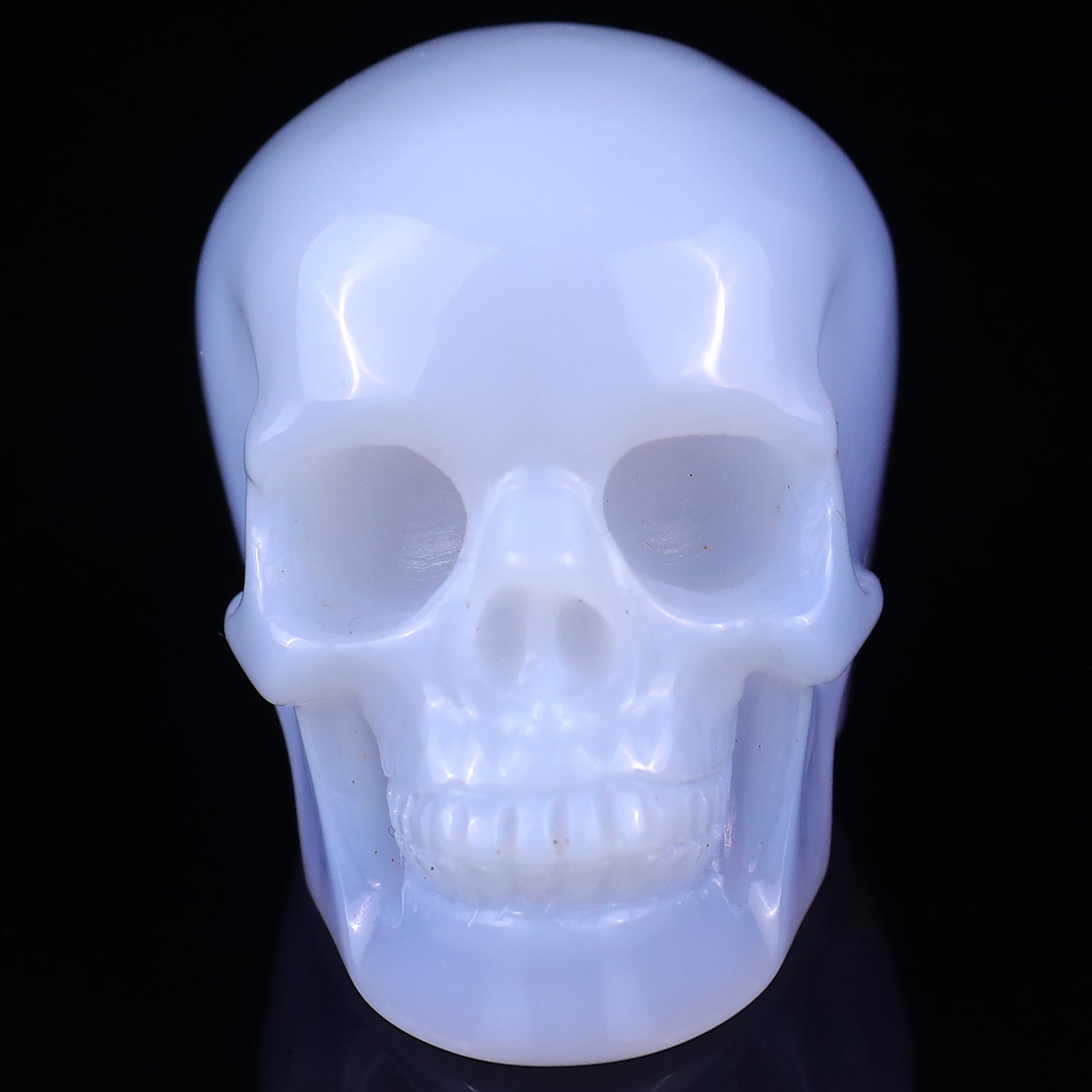 2.2" Blue Chalcedony Hand Carved Crystal Realistic Skull Sculpture Crystallumi