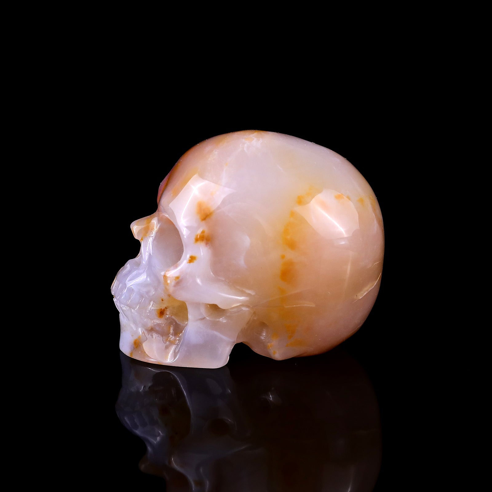 2.2" Chalcedony Hand Carved Crystal Realistic Skull Sculpture Crystallumi