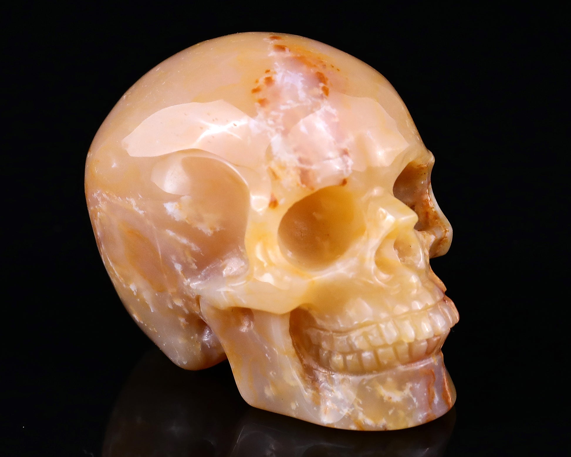 2.2" Chalcedony Hand Carved Crystal Realistic Skull Sculpture Crystallumi