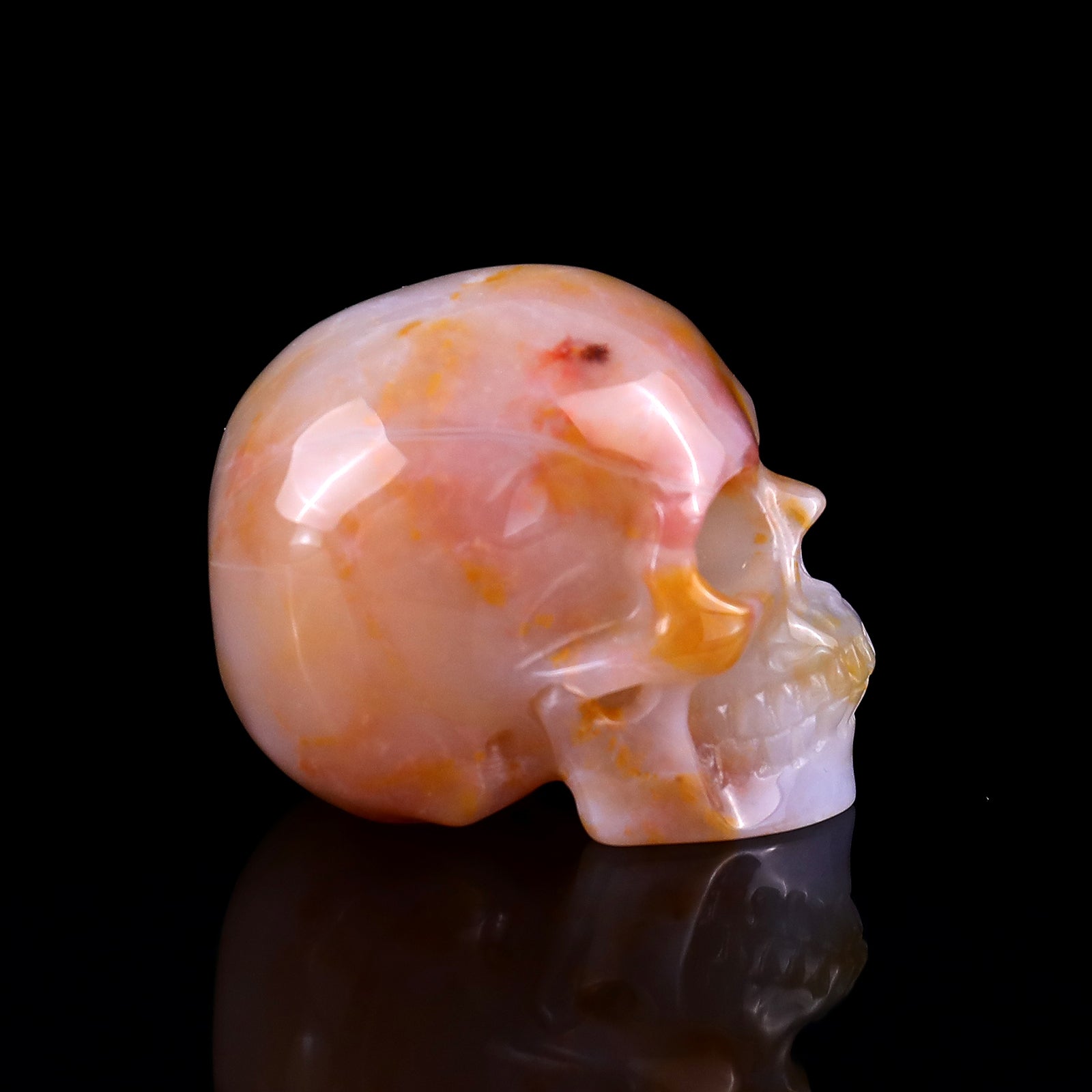 2.2" Chalcedony Hand Carved Crystal Realistic Skull Sculpture Crystallumi