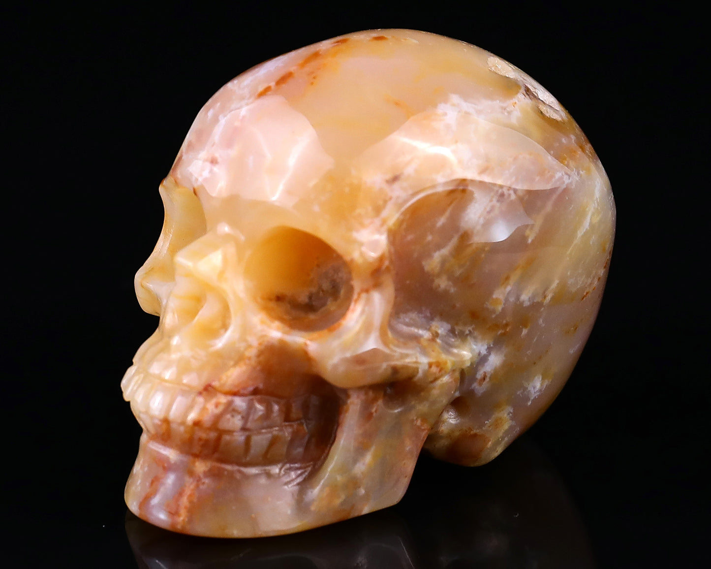 2.2" Chalcedony Hand Carved Crystal Realistic Skull Sculpture Crystallumi