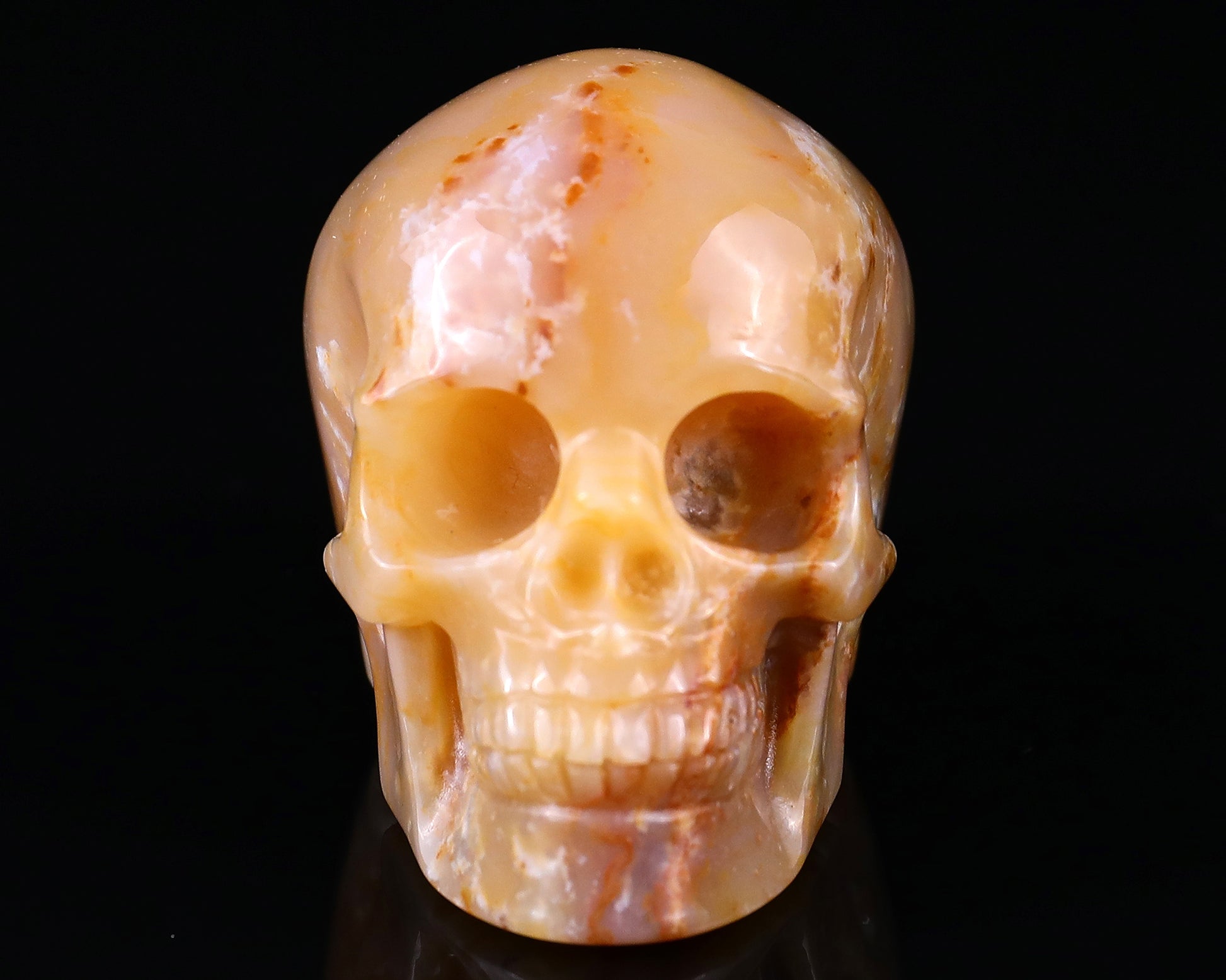 2.2" Chalcedony Hand Carved Crystal Realistic Skull Sculpture Crystallumi