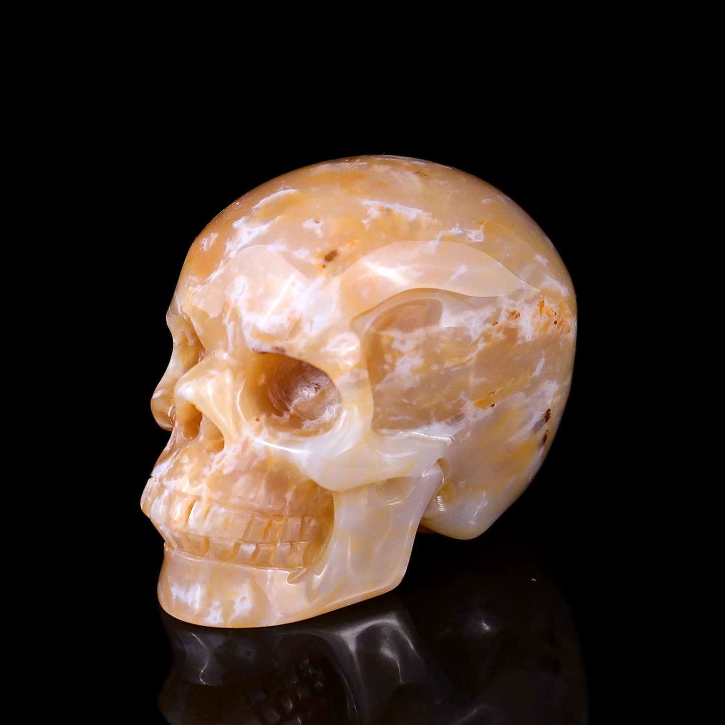 2.2" Chalcedony Hand Carved Crystal Realistic Skull Sculpture Crystallumi