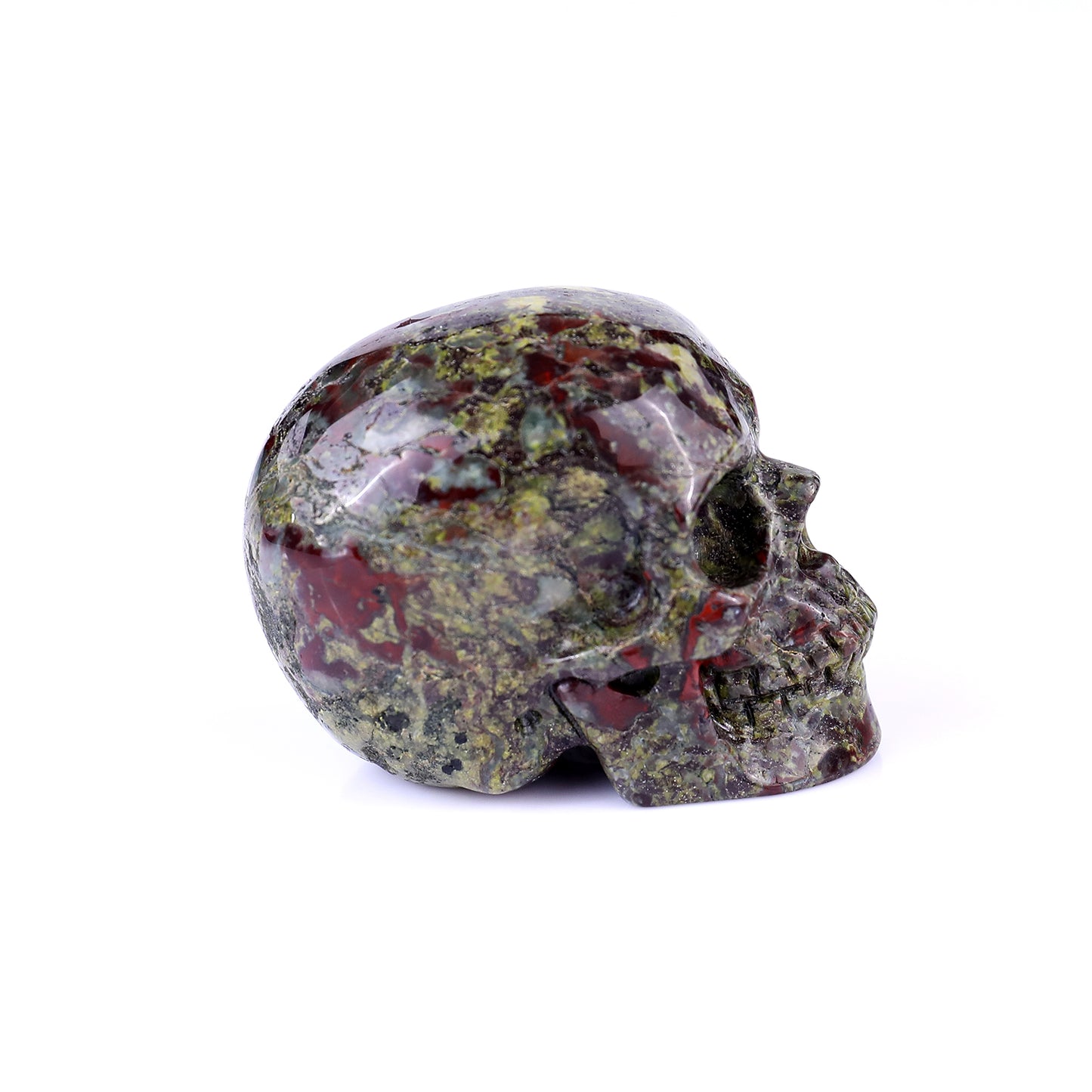 2.2" Dragon Blood Jasper Hand Carved Crystal Realistic Skull Sculpture Crystallumi