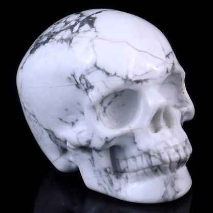 2.2" Howlite Hand Carved Crystal Realistic Skull Sculpture Crystallumi