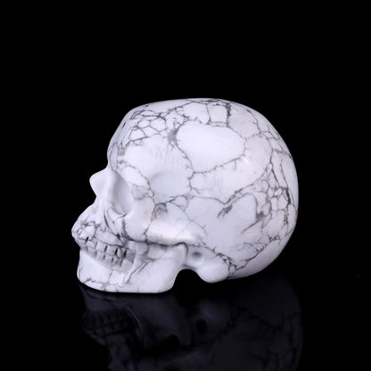 2.2" Howlite Hand Carved Crystal Realistic Skull Sculpture Crystallumi