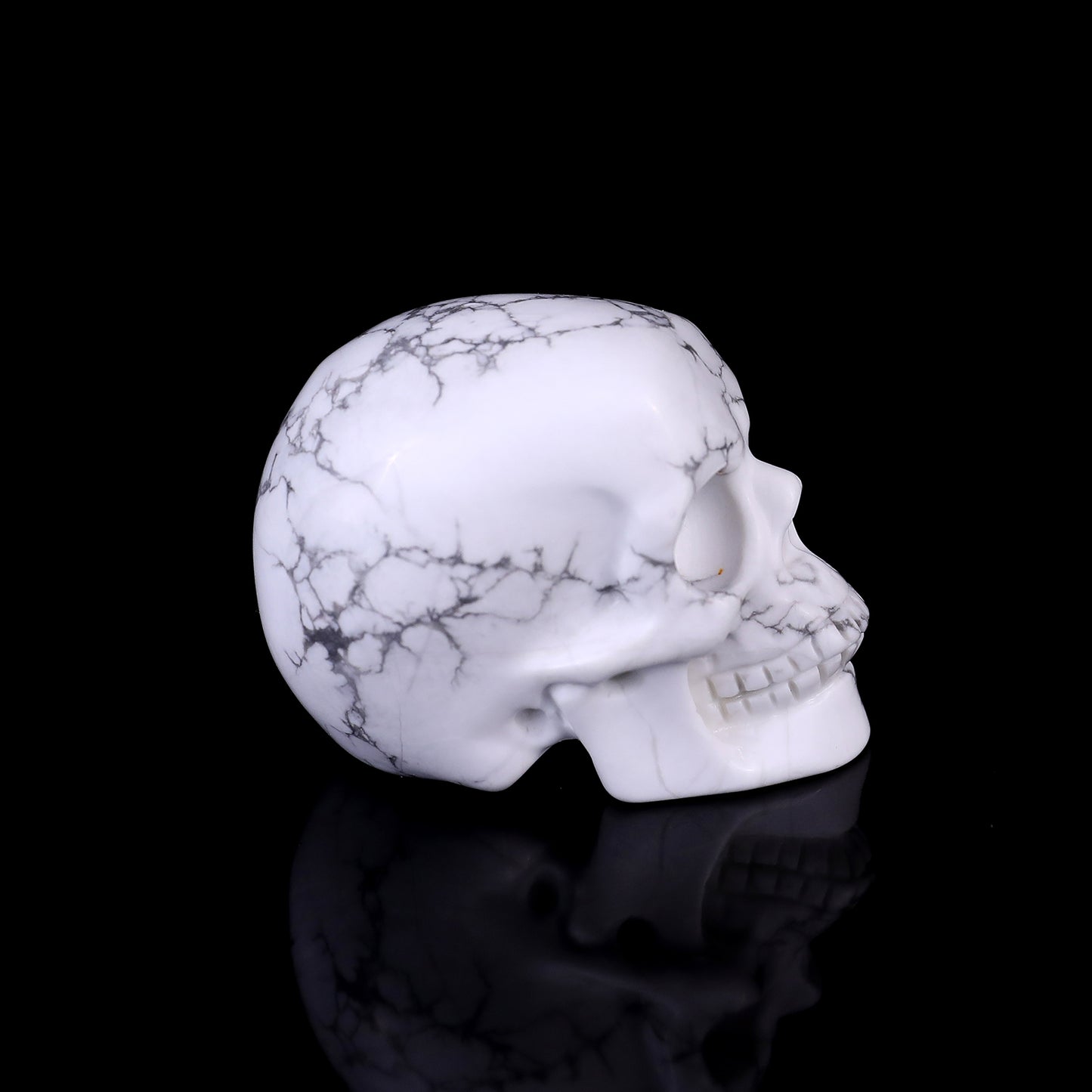 2.2" Howlite Hand Carved Crystal Realistic Skull Sculpture Crystallumi