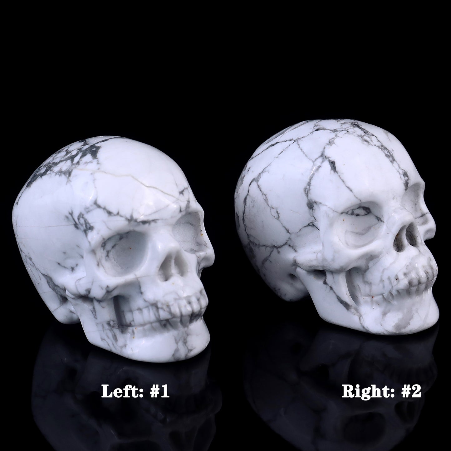 2.2" Howlite Hand Carved Crystal Realistic Skull Sculpture Crystallumi