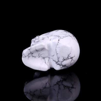 2.2" Howlite Hand Carved Crystal Realistic Skull Sculpture Crystallumi