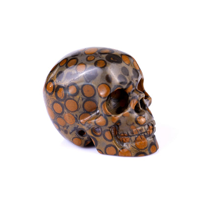 2.2" Leopard Skin Jasper Hand Carved Crystal Realistic Skull Sculpture Crystallumi