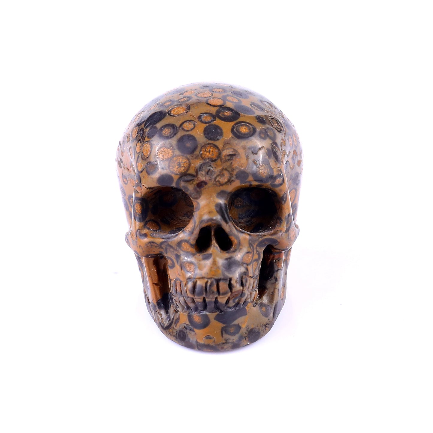 2.2" Leopard Skin Jasper Hand Carved Crystal Realistic Skull Sculpture Crystallumi