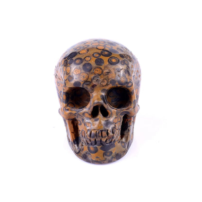 2.2" Leopard Skin Jasper Hand Carved Crystal Realistic Skull Sculpture Crystallumi