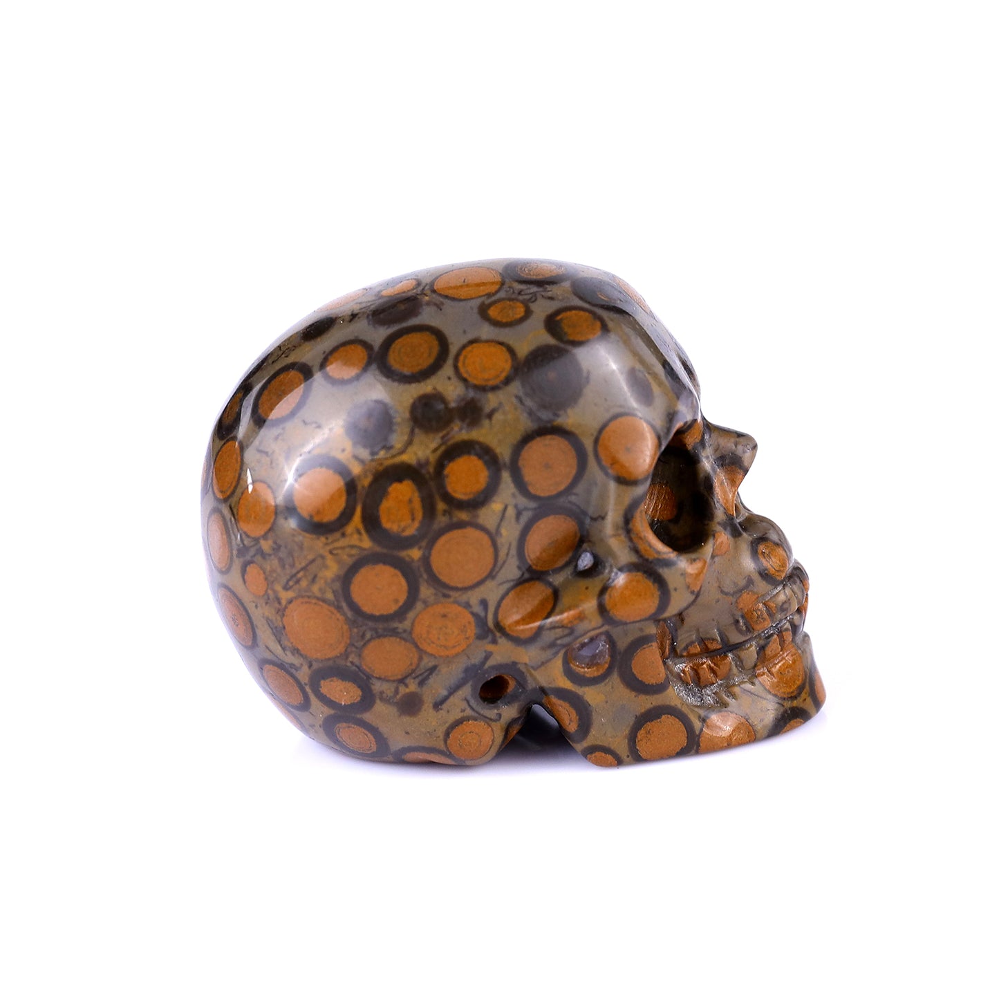 2.2" Leopard Skin Jasper Hand Carved Crystal Realistic Skull Sculpture Crystallumi